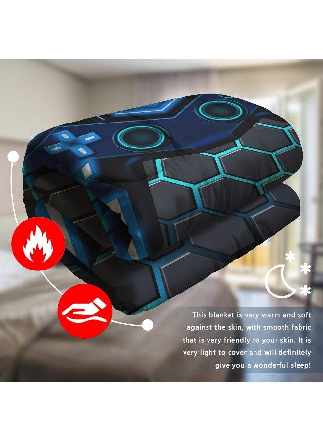 Uyivugmo Kids Gaming Comforter Twin Size Video Game Console Geometric Bedding Sets for Boys Girls Kids 3D Gaming Comforter with 2 Pillowcase - Image 5